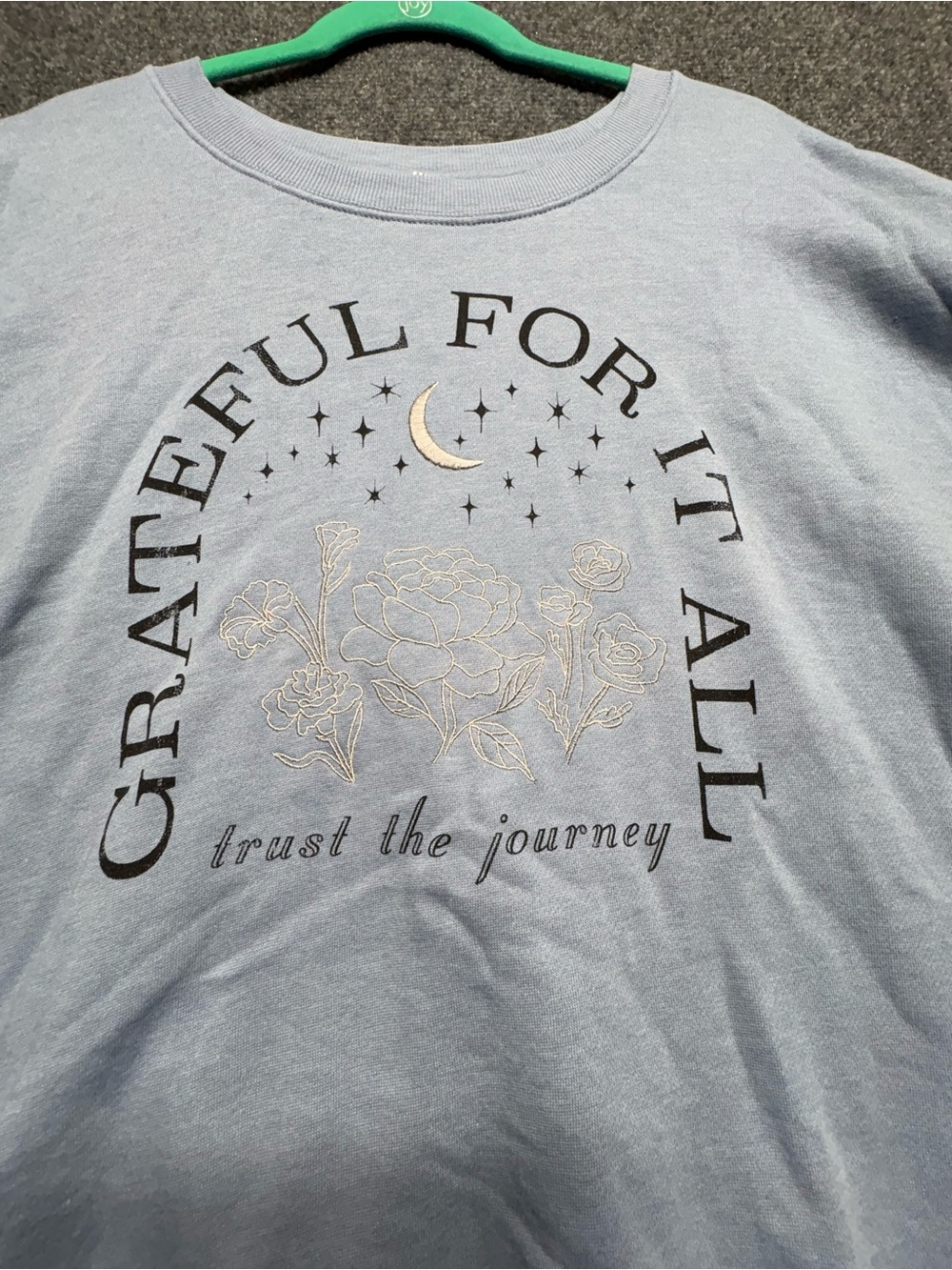 Grateful For It All Moon & Floral Graphic Tee - Light Blue size XXL - new
